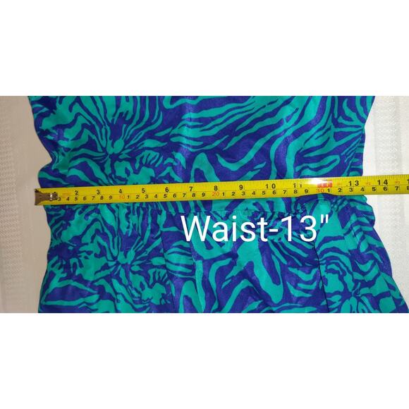 Vintage Esther Williams Swimsuit Sz 16 One Piece Romper Shorts Teal & Blue USA - Picture 12 of 16